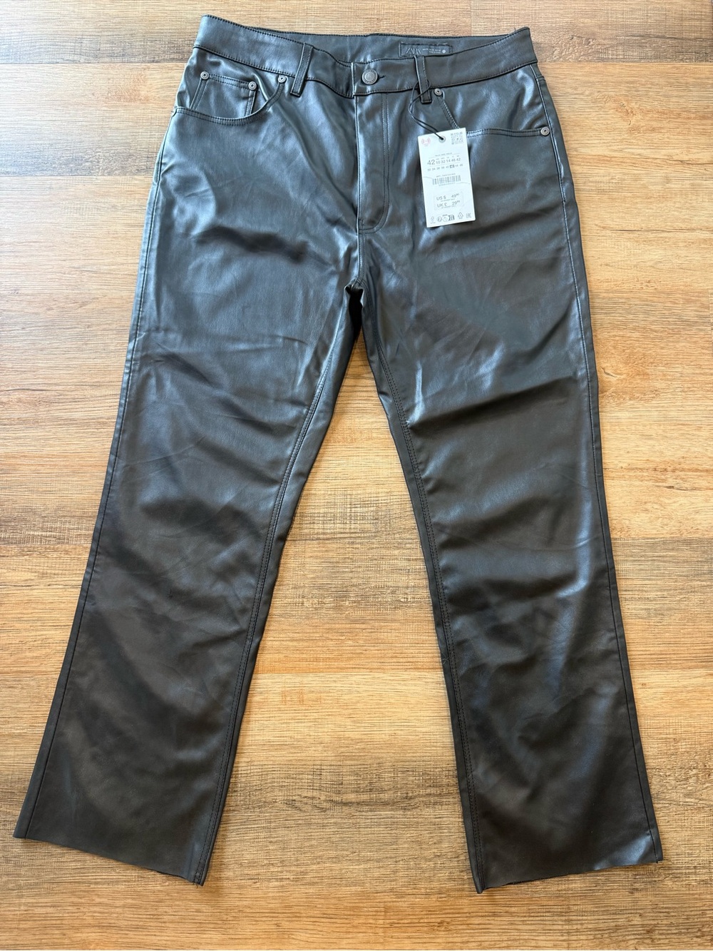 Zara Black Faux Leather Straight-Leg Women's Pants Size 10